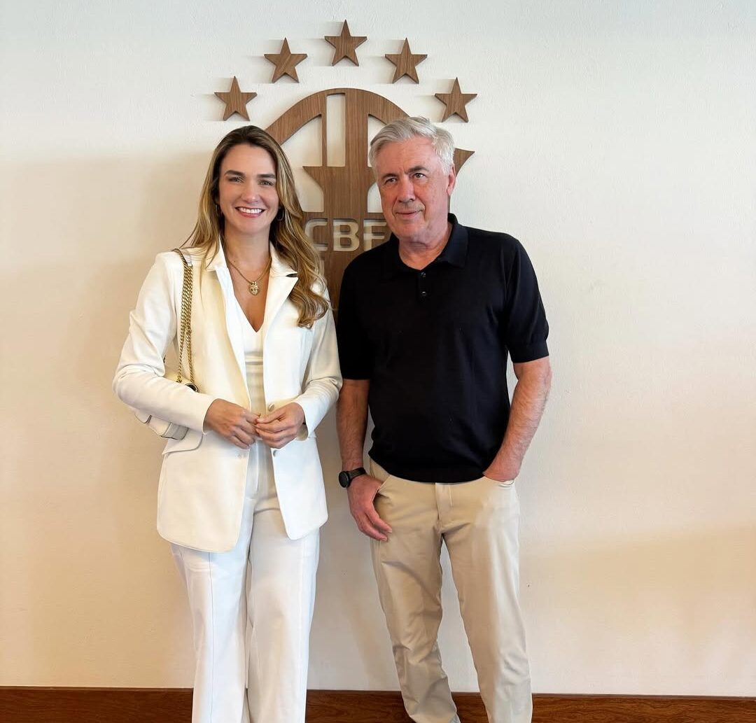 Presidente da FPF, Michelle Ramalho se reúne com Ancelotti: "Confiamos em você para restabelecer o orgulho"