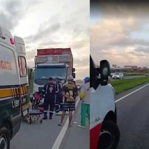 Colisão entre caminhão e moto deixa dois mortos na BR-230, em São Miguel do Taipu