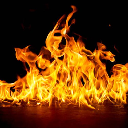 fire png burning flame Isolated on a black background