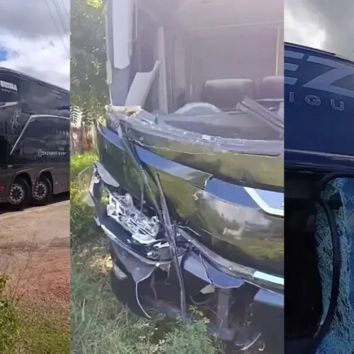 Ônibus do cantor Zezo atropela cavalo na BR-230, na Paraíba
